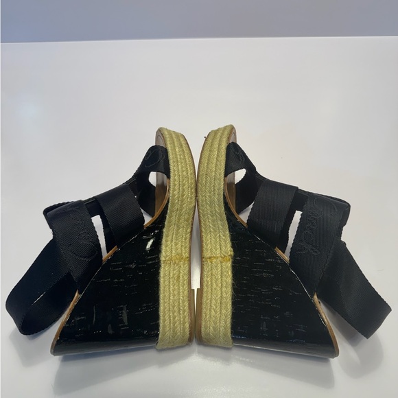 Coach Black Canvas Espadrille Wedge Sandals - Picture 4 of 5